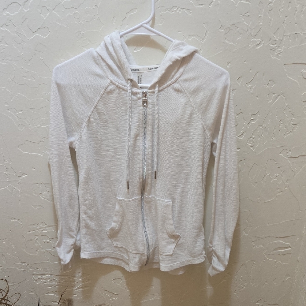 Calvin Klein White Zip-Up Hoodie